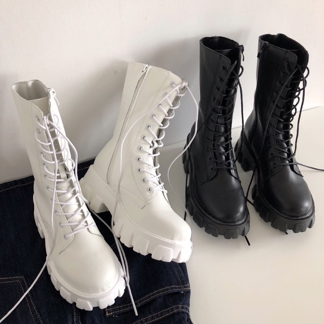 ORDER 🤩 GIÀY BOOTS CỔ CAO TRẮNG VÀ ĐEN ( ẢNH THẬT 5,6 )