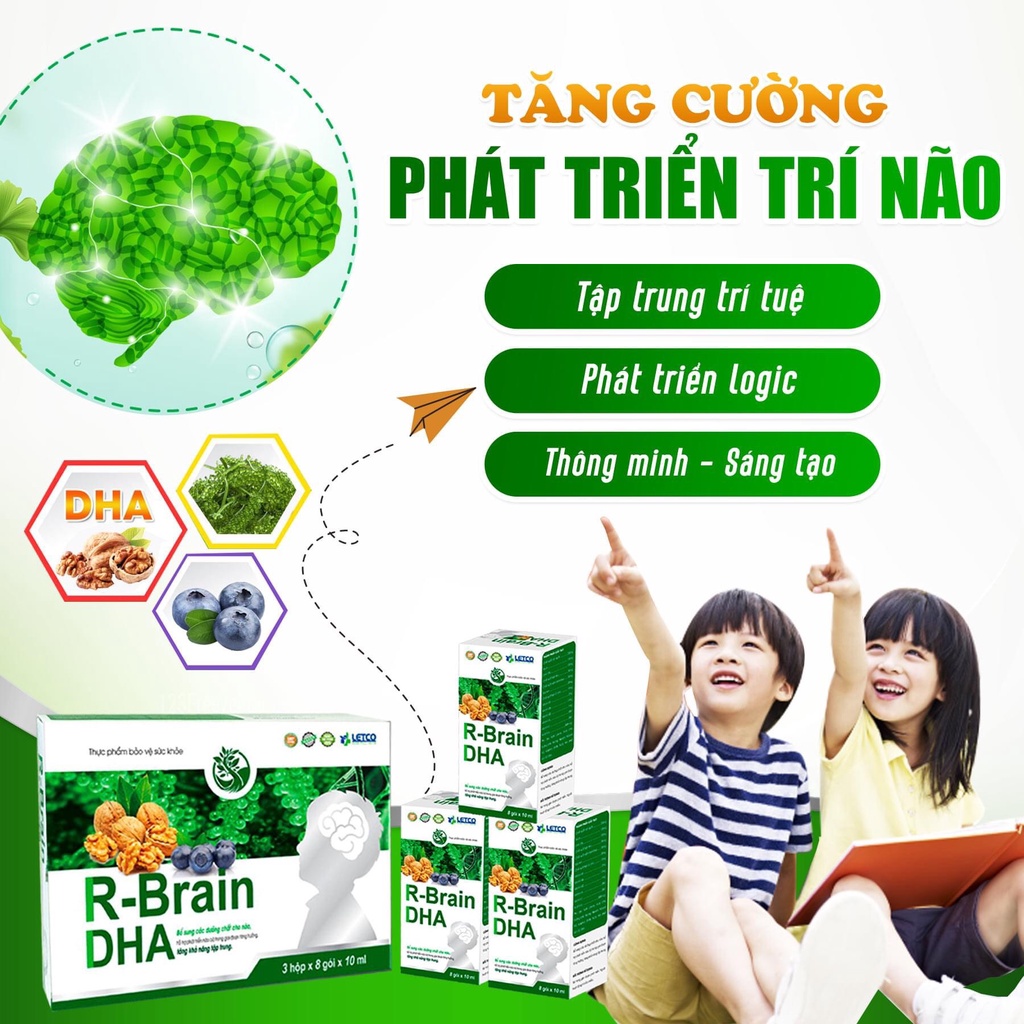 Brain DHA bổ sung DHA và các dưỡng chất phát triển não bộ cho trẻ em hộp 20 gói - NT147