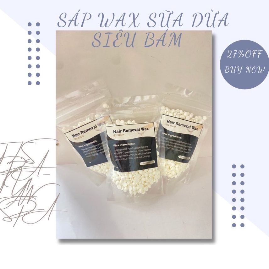 (Freeship)(Sáp Sữa dừa Coconut) Sáp Wax Lông Sữa Dừa siêu bám triệt lông 100g Dùng Cho Cả Da Nhạy Cảm..