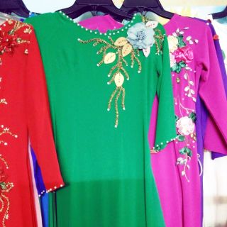 BỘ ÁO DÀI ĐÍNH ĐÁ PHA LÊ