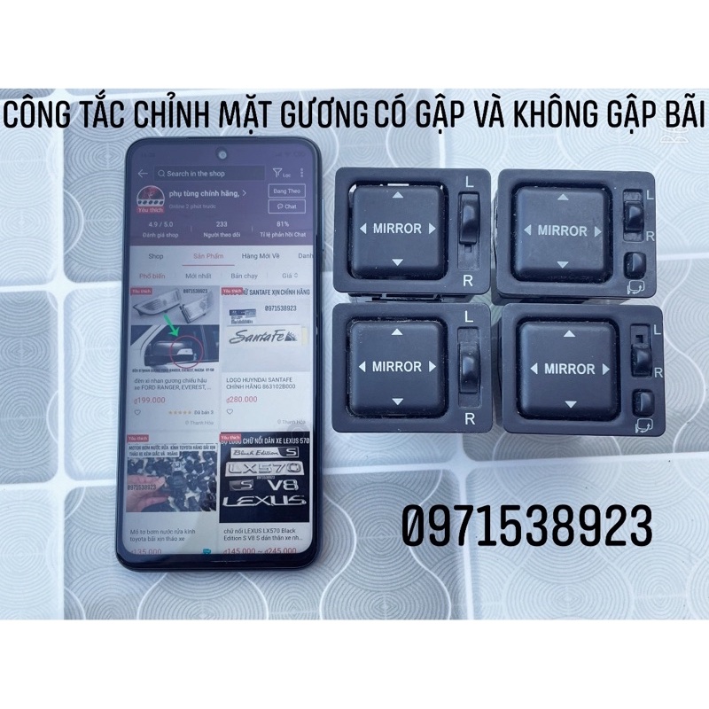 CÔNG TẮC GẬP GƯƠNG VÀ CHỈNH MẶT GƯƠNG TOYOTA BÃI XỊN THÁO XE