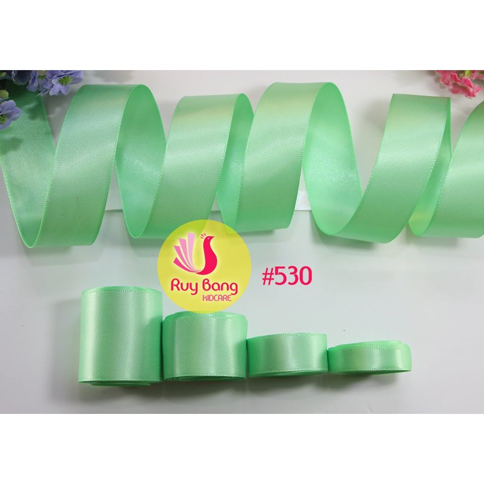 Ruy băng satin ❤️FREESHIP❤️ ruy băng lụa tone xanh ( cuộn 5m)