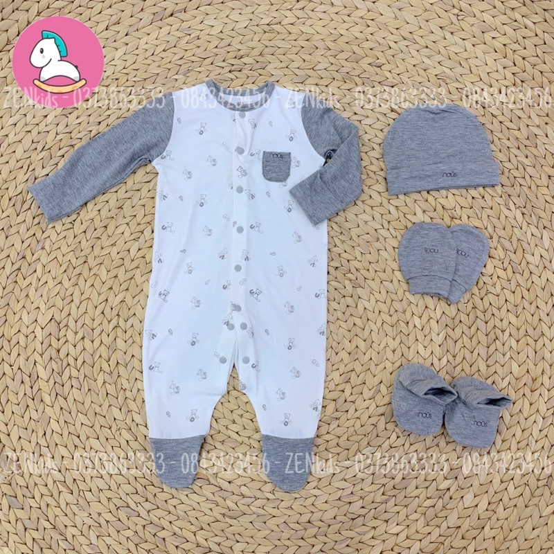 Body Nous sơ sinh có tất và bao tay_ Đồ sơ sinh cho bé [FULL] Bộ sơ sinh Nous - Bộ Body Newborn liền
