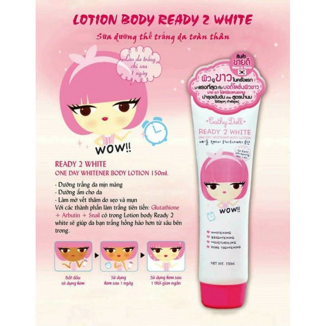 [FREESHIP đơn từ 50K] Sữa dưỡng thể trắng da Cathy Doll Ready 2 White | BigBuy360 - bigbuy360.vn