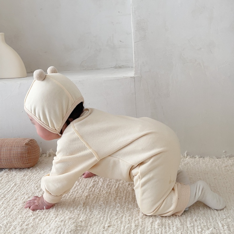 Áo Liền Quần Thêu Hình Gấu Đáng Yêu Cho Bé