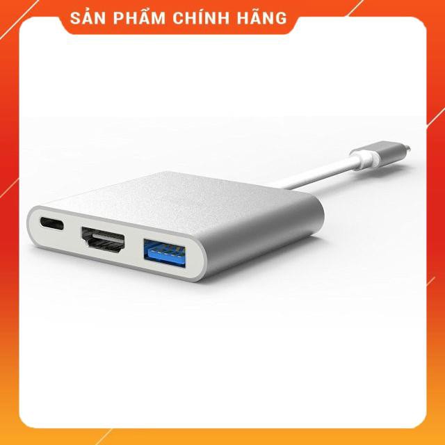 CÁP TYPE C RA HDMI + USB 3.0 + TYPE C (SẠC) 3 IN 1 (TRẮNG XÁM) dailyphukien