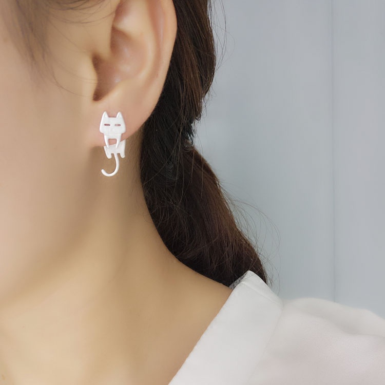 Hoa tai hợp kim kiểu mèo đuôi dài và cá sáng tạo dễ thương thời trang dành cho nữ