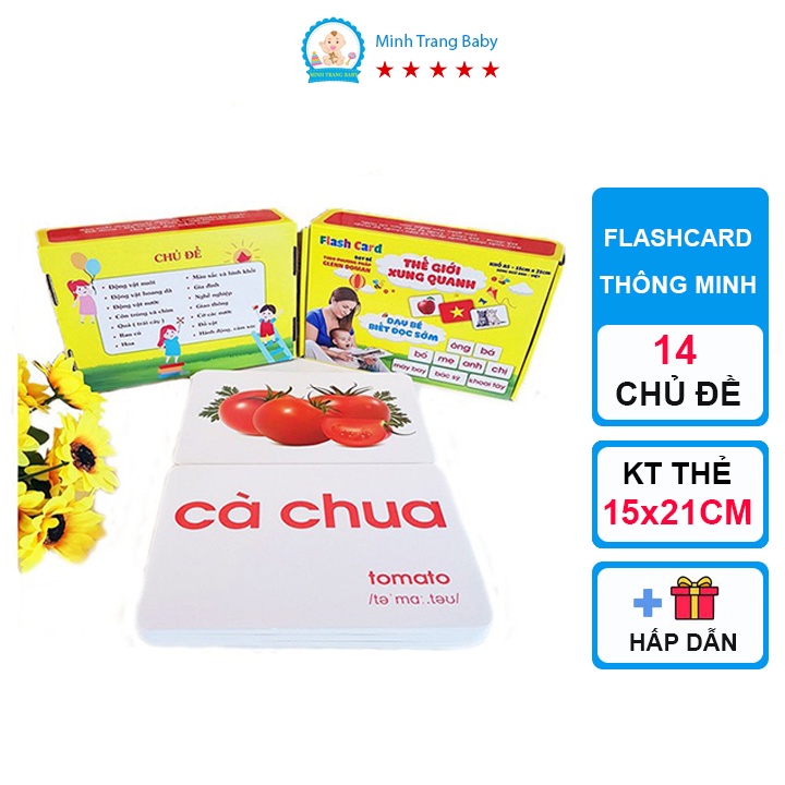 Bộ Thẻ Học Flashcard Thông Minh Song Ngữ Loại To 15 x 21 cm/ Đồ Chơi Giáo Dục Cho Bé