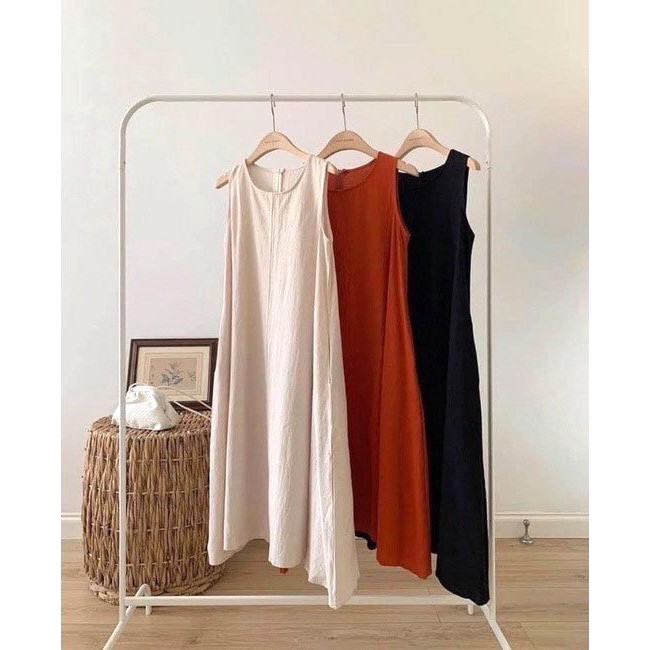 Váy Suông Ba Lỗ Thụng Đỏ PEONYB Nữ [FREESHIP] 🌸 Đầm maxi form rộng mặc đi biển trơn màu ĐEN | BE | ĐỎ Ulzzang 🌸 | BigBuy360 - bigbuy360.vn