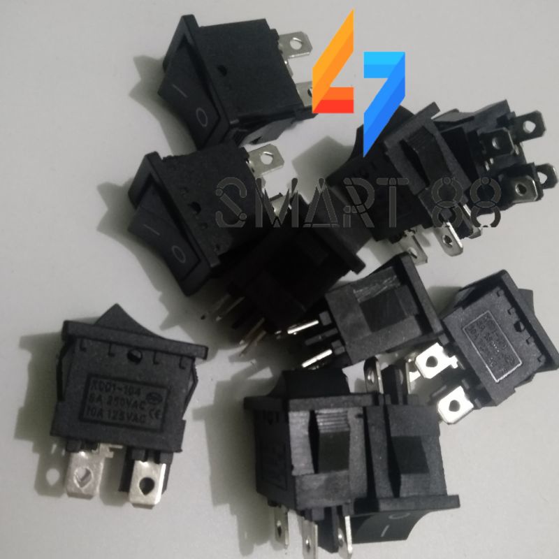 5 cái Công tắc bập bênh 4 chân 4.8mm 2 trạng thái 15*21mm 6A 250V KCD1-104