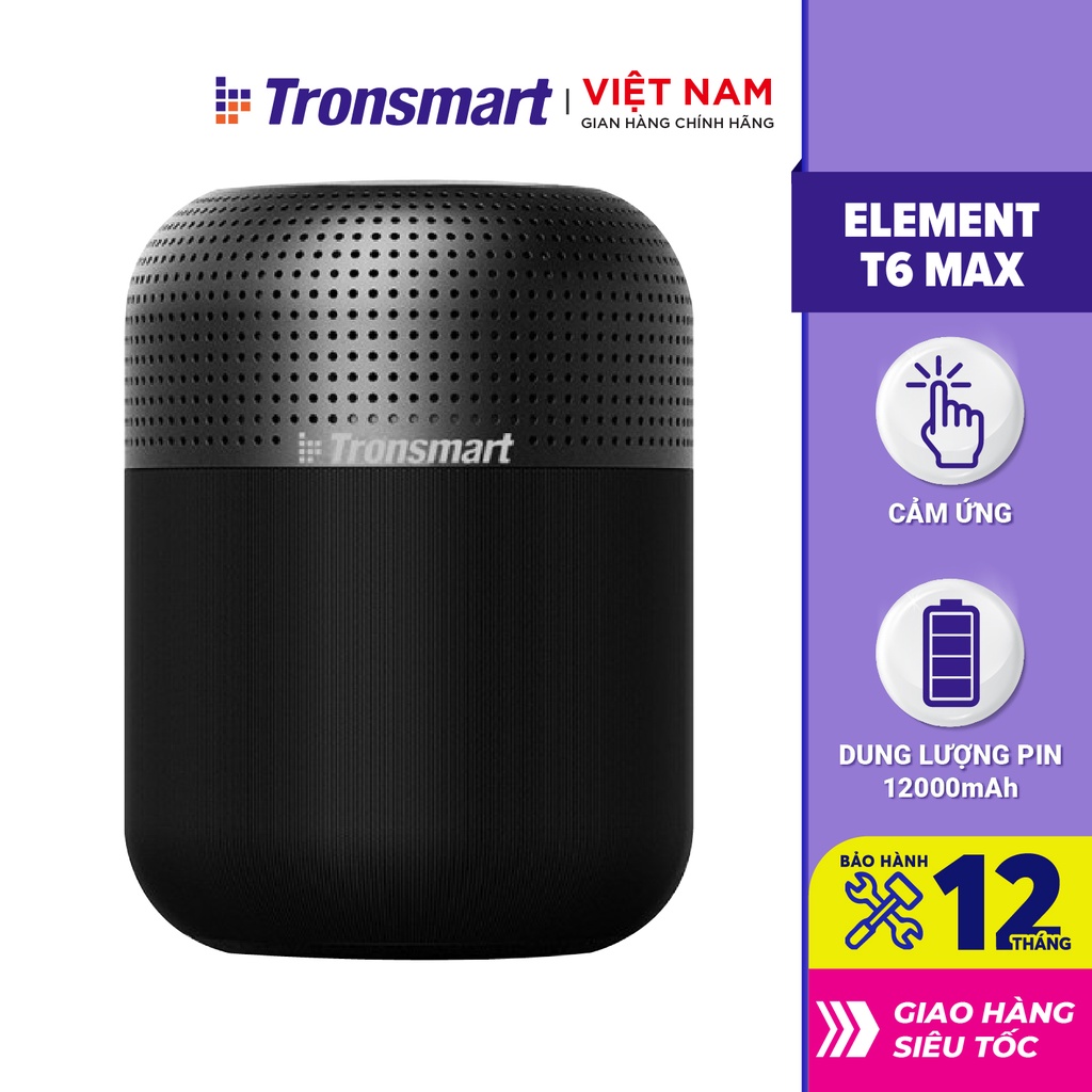 Loa Bluetooth 5.0 Tronsmart Element T6 Max TM-365144 - Công suất 60W Hỗ trợ TWS và NFC ghép đôi 2 loa - Hàng chính hãng