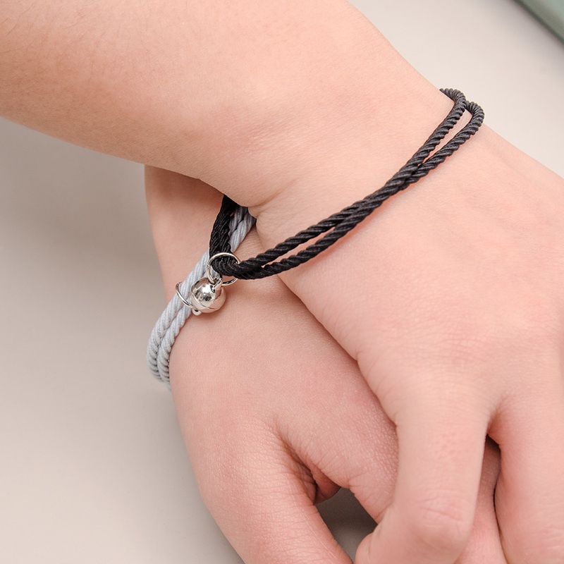 1 Cặp Vòng Tay Bện Dây Thừng Từ Tính Có Thể Điều Chỉnh Thời Trang Đơn Giản Sáng Tạo Dành Cho Cặp Đôi/ Bạn Bè
