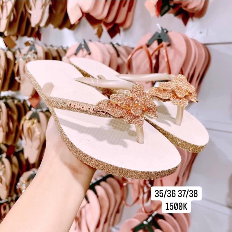 Dép kim tuyến + charm bướm 2 tầng new