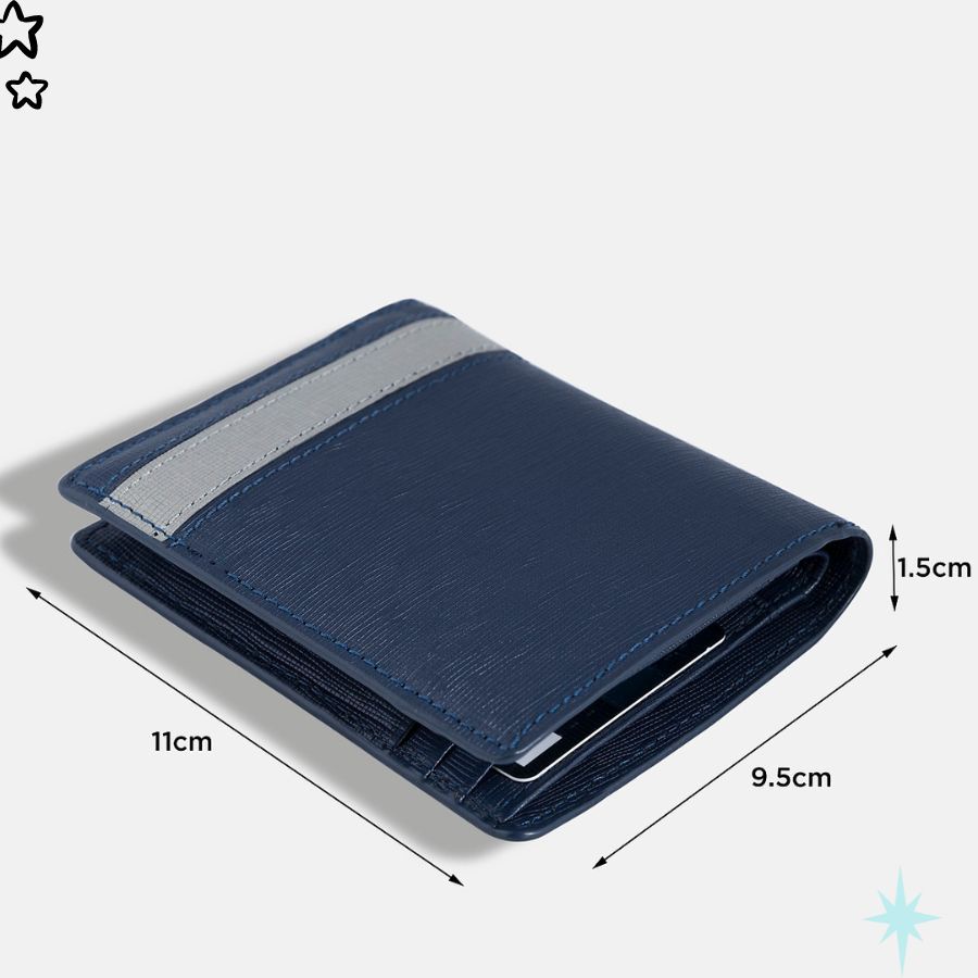 Ví Nam Ngang Mini Gập Đôi Thiết Kế Đơn Giản - Bóp Da Cosmos Cao Cấp Saffiano - vibes_shop