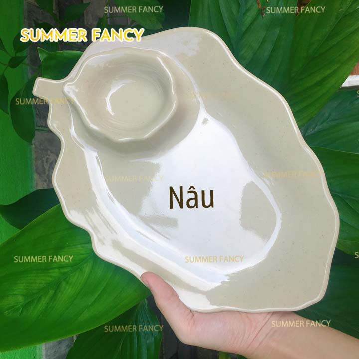 Dĩa tương lá 28cm melamine phíp cao cấp - Leaf shape dish F-DTC07