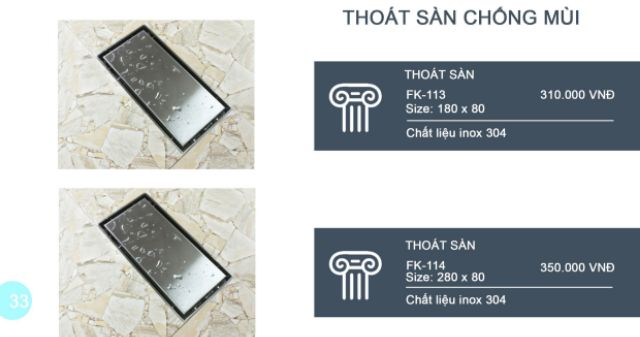 THOÁT SÀN NGĂN MÙI CAO CẤP 28x8cm