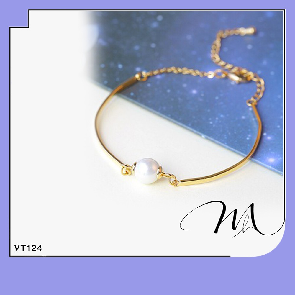 Lắc tay nữ Titan 2 mảnh mặt ngọc trai nhân tạo - Măng's House VT124