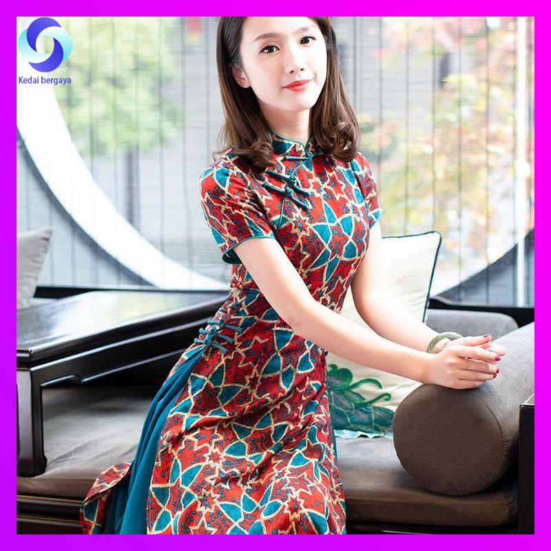 áo dai cách tân nữ áo dàu cách tân nữ Audio Cheongsam 2021 Phiên bản cải tiến mới của chiếc váy hàng ngày mặc quần áo phụ nữ Việt Nam đích thực
