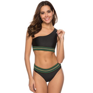 FREESHIP ĐƠN 99KWomen's Sexy Bikini One Shoulder Solid Color Split Swimsuit