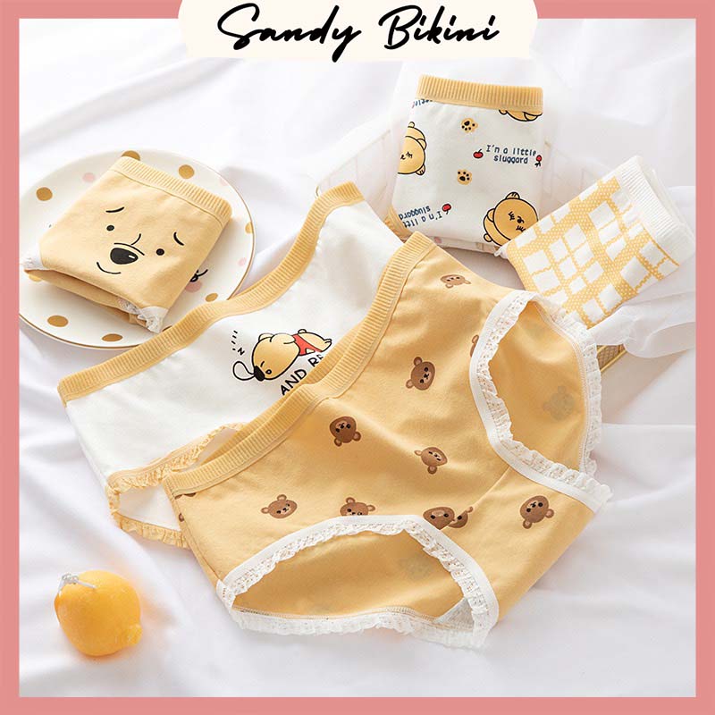 Quần Lót Nữ Cotton cute Dễ Thương Hình Gấu Vàng Siêu Hot