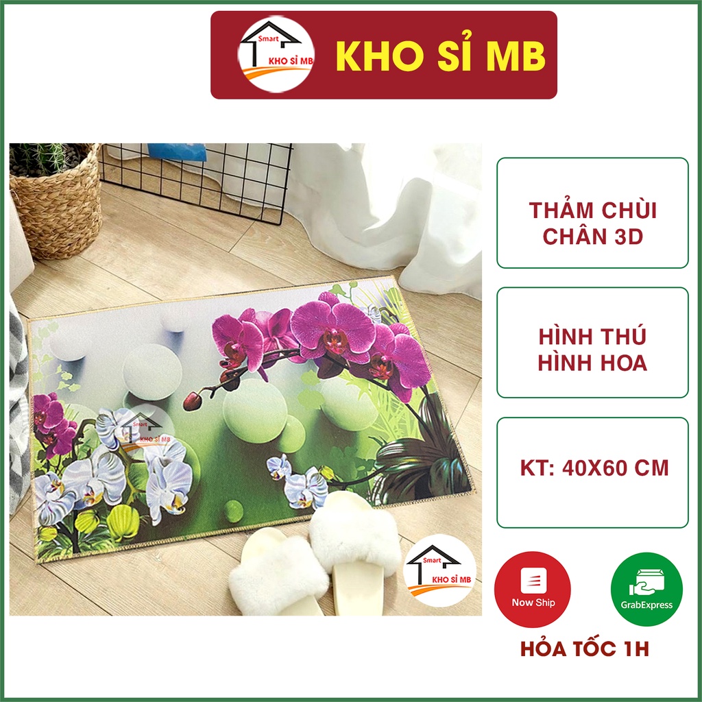 Thảm chùi chân 3d nhà bếp hình hoa,  chống trượt, thảm nỉ trải sàn hình thú thấm nước tốt  kho sỉ mb