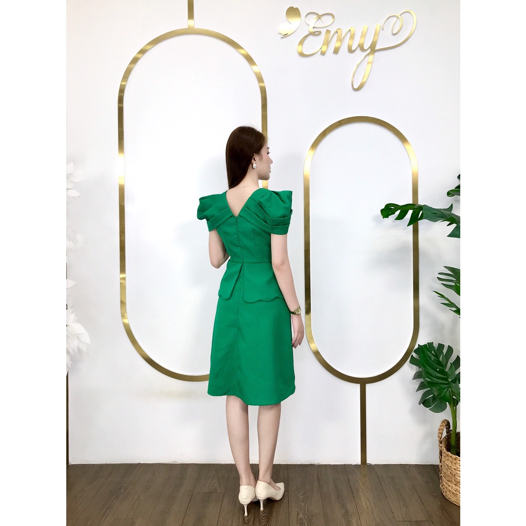 Đầm EMY EM6604 Peplum Tay Xếp Ly