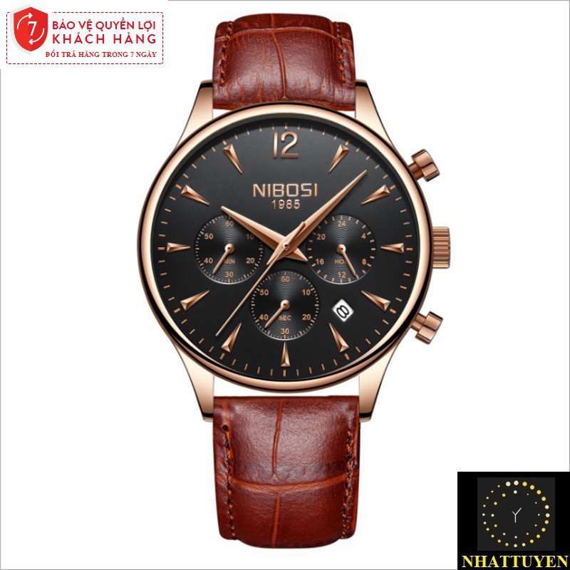 [ xả kho ] ĐỒNG HỒ NAM NIBOSI 2326 (1985) - DÂY DA CAO CẤP, THIẾT KẾ SANG TRỌNG