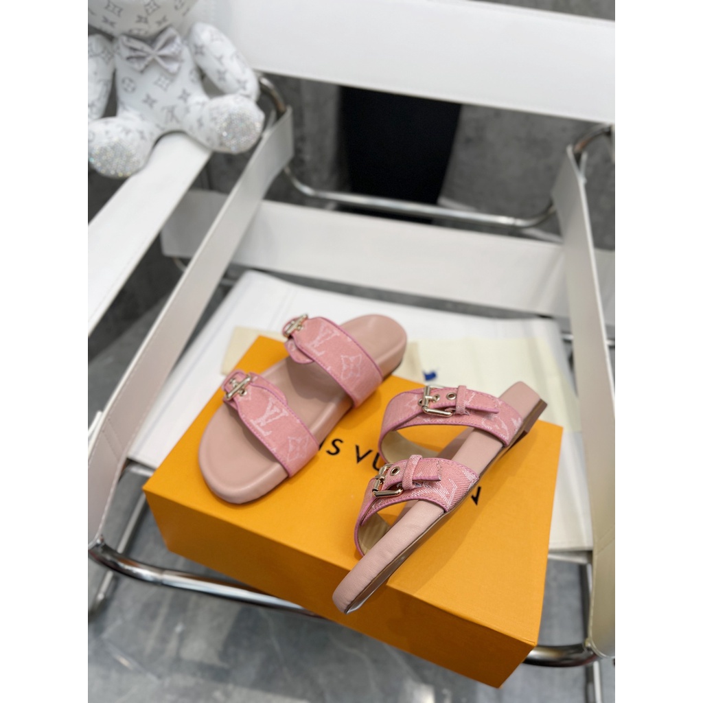 Dép nữ da thật thời trang cao cấp Louis Vuitton LV phong cách trẻ trung, năng động