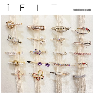 Set kẹp tóc iFIT kim loại hình bướm đính đá pha lê màu cầu vồng thời trang Hàn Quốc xinh xắn