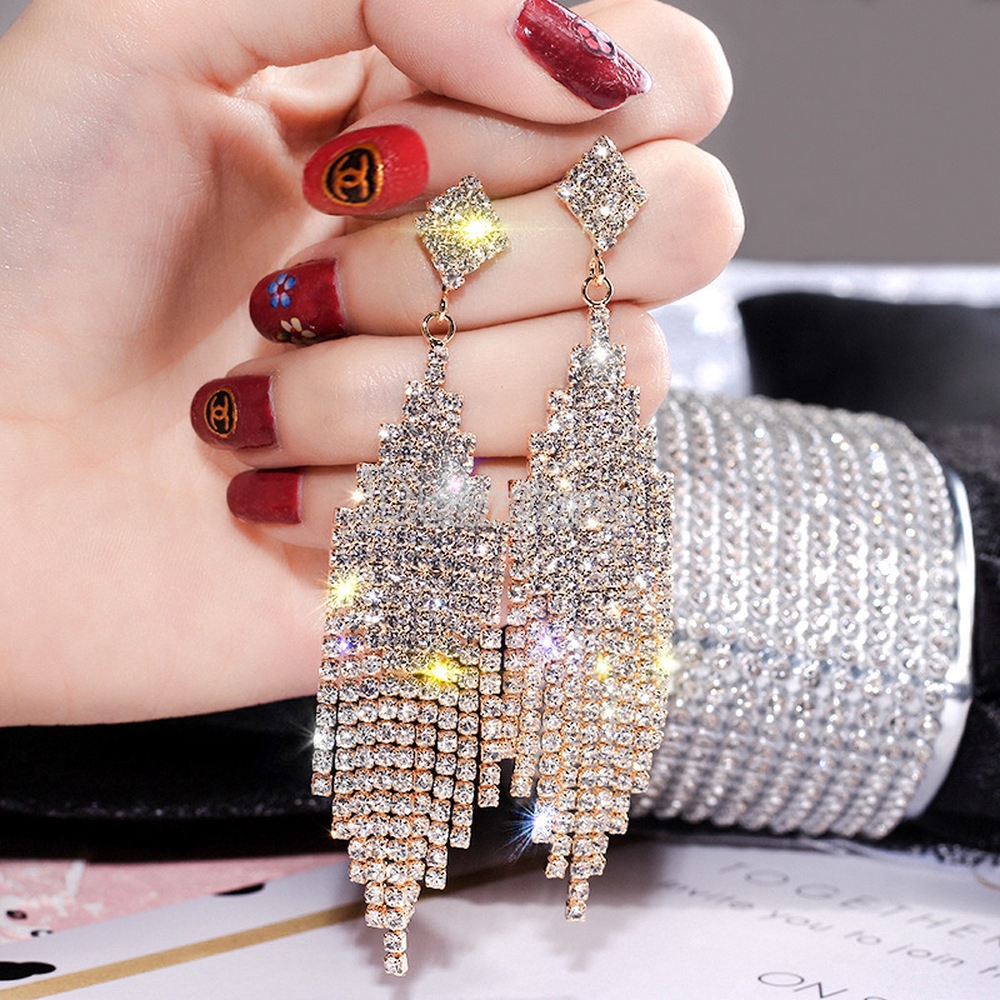 Bông tai mạ bạc 925 đính đá sang trọng cho nữ