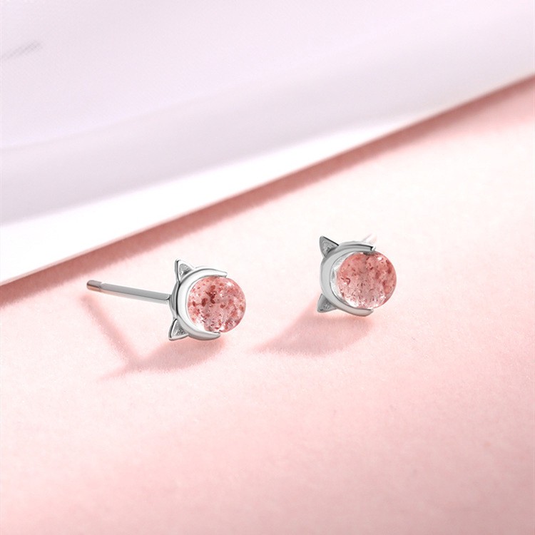 Đôi Khuyên Tai Hình Chú Mèo Đính Đá Dễ Thương Cho Nữ