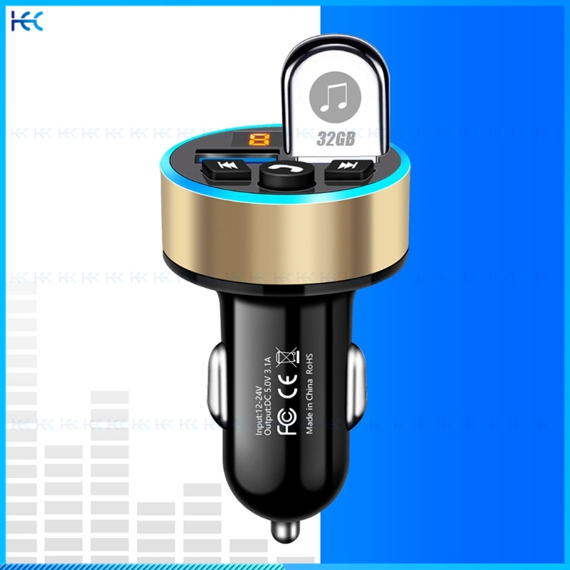 Thiết Bị Thu Phát Bluetooth 5.0 FM MP3 QC3.0 USB Sạc Nhanh Dùng Trên Xe Hơi
