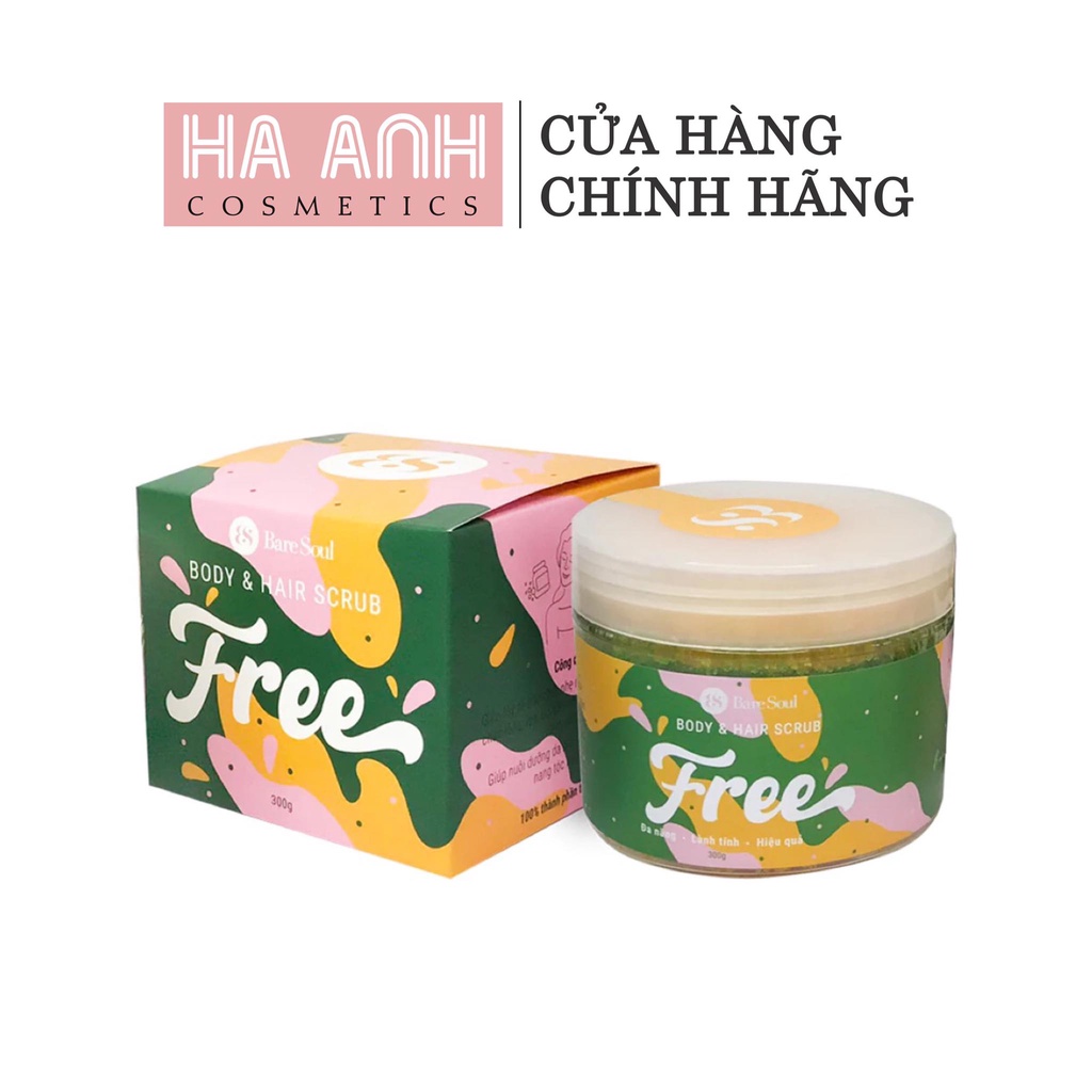 Muối tắm gội đa năng Free BareSoul Body &amp; Hair Scrub 300g