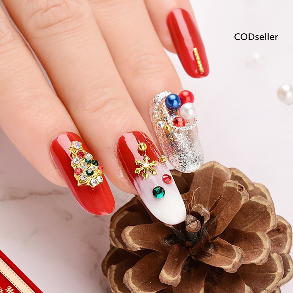 Hộp đá phụ kiện trang trí móng nghệ thuật lấp lánh phong cách giáng sinh
