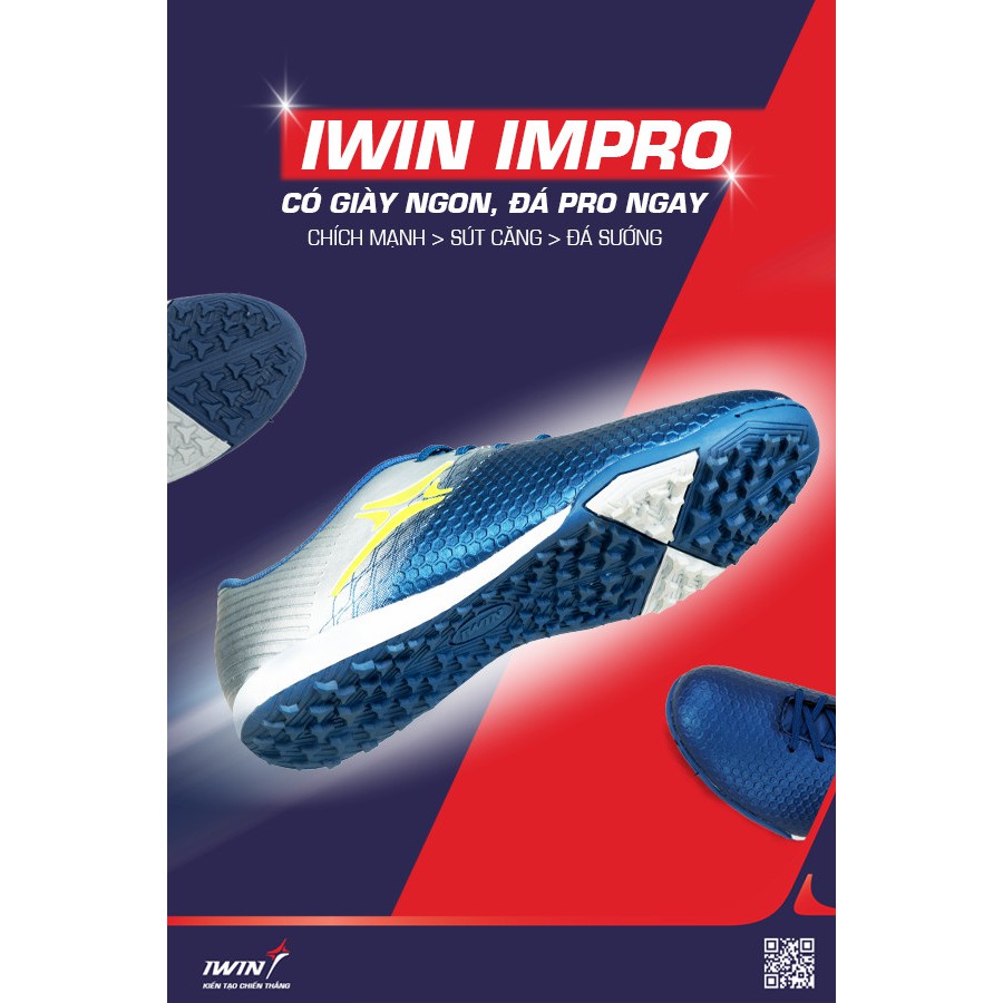 Giày đá bóng sân cỏ nhân tạo  iWin imPro 301 TF bền bỉ êm chân - chính hãng [ tặng kèm tất chống trơn ]