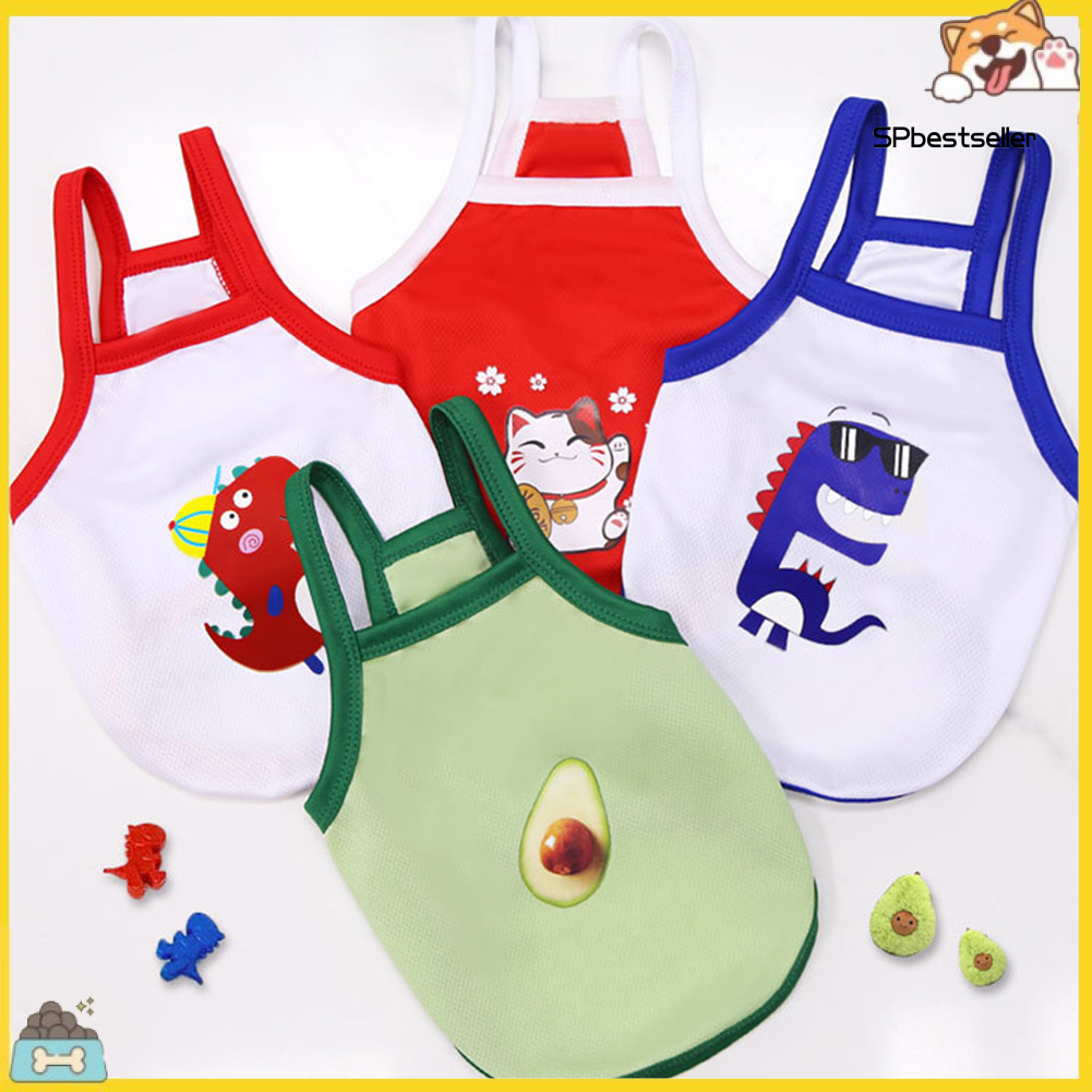 Áo Thun Không Tay In Hình Khủng Long Cho Thú Cưng