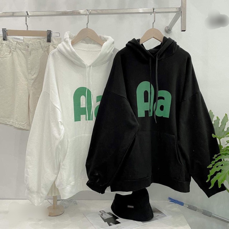 Áo Hoodie Chữ Aa Chất Nỉ Cotton From Thụng Tay Bồng