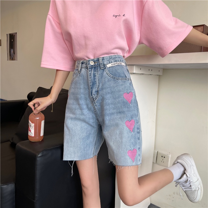 Quần short jean SUXI ống rộng lưng cao cá tính thời trang cho nữ