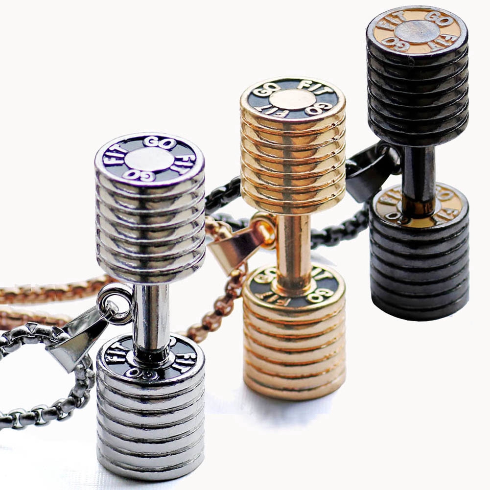 Fitness Gym Jewelry Dumbbell Necklace Alloy Pendant Necklace