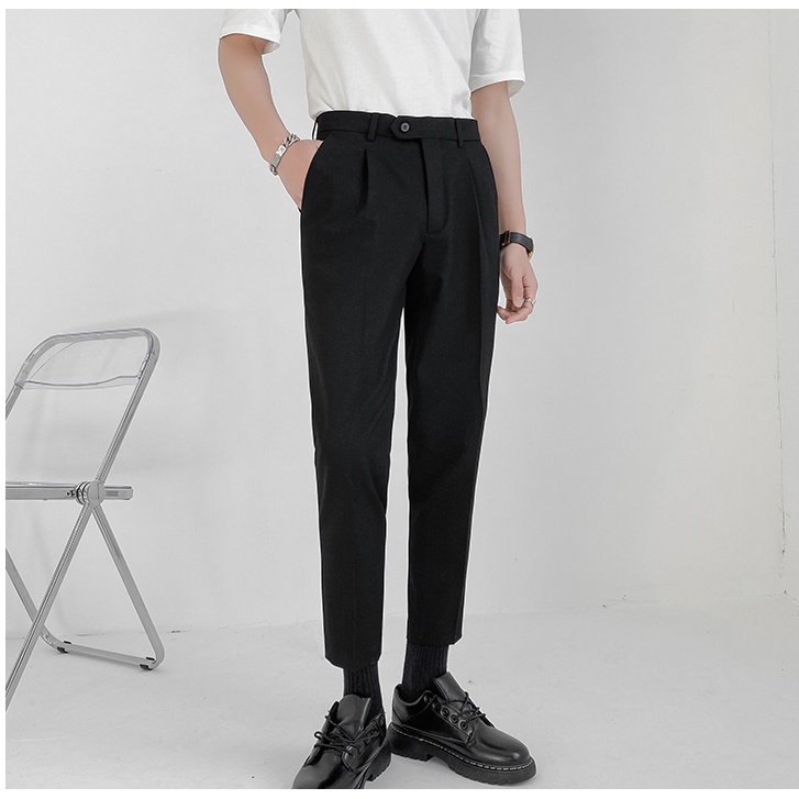 Quần Âu Nam Hàn Quốc Đẹp Cao Cấp Dáng Suông, Quần baggy nam đen - be co giãn tốt thời trang DT_Limited