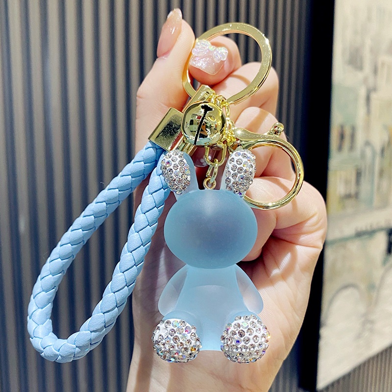 Móc khoá gấu tai đính đá cao cấp treo balo cute dễ thương phong cách Hàn Quốc,móc khoá xe máy,ô tô đẹp tiện lợi Bolita