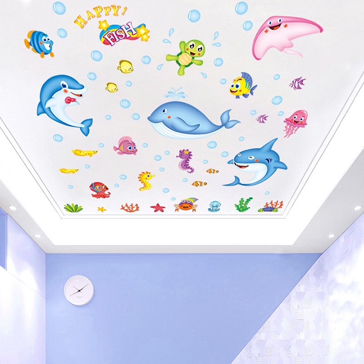 Tranh dán tường cho bé phòng ngủ ST DECOR XL7159 Gia Đình Cá Heo