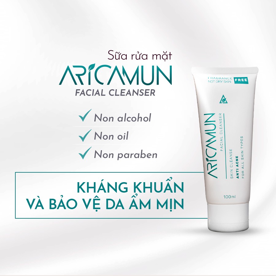 Bộ Sản Phẩm Làm Sạch 2 Bước Sữa Rửa Mặt Aricamun 100 ml + Nước Tẩy Trang Aricamun 200m