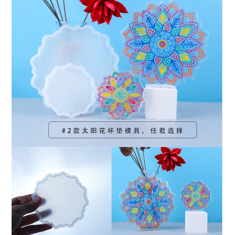 Khuôn Silicone Làm Đế Lót Ly Hình Hoa Hướng Dương DIY