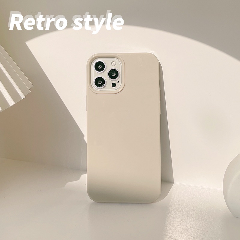 Ốp điện thoại màu kaki kiểu cổ điển thích hợp cho IPhone 11 Pro Max X Xr Xs Max 7 8 Plus Se 2020 12 Pro Max 12 Mini