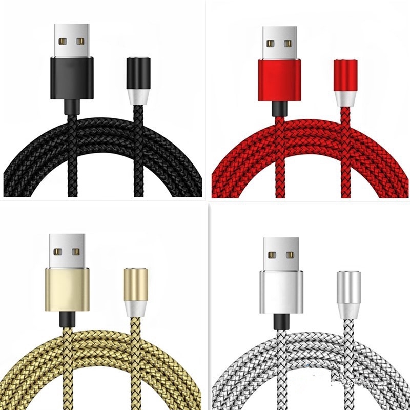 Cáp sạc nhanh Type C/IOS/Micro từ tính có thể xoay 360 độ tiện dụng có đèn led dài 1m 2.4A tiện dụng