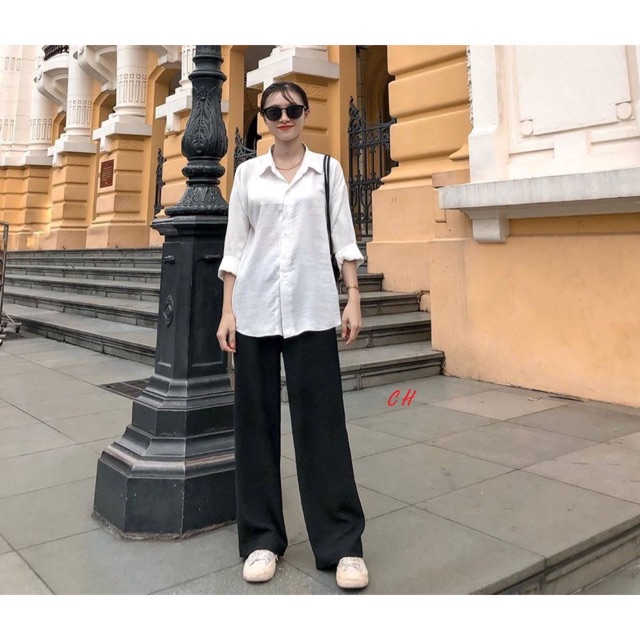 Sét sơ mi Trơn quần ống xuông COP895