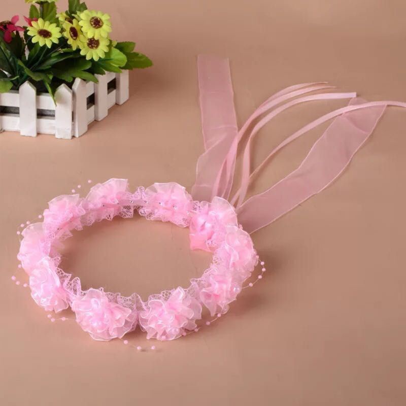 Vòng Hoa Đội Đầu 10MK Phối Ren Có Thể Điều Chỉnh Kích Thước Cho Bé Gái