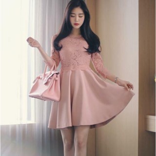 Đầm xòe phối thân ren CC