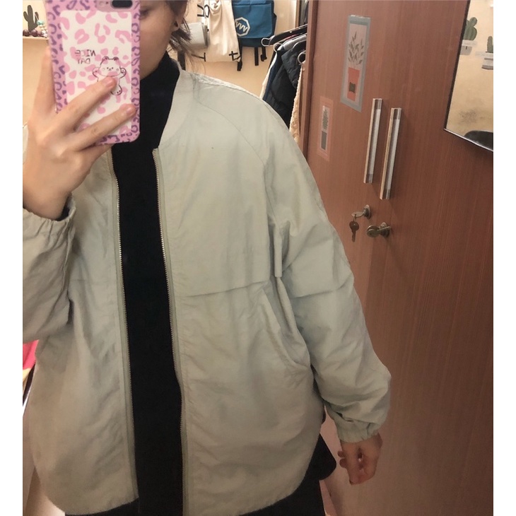 Áo bomber 2hand màu xanh mint nhạt